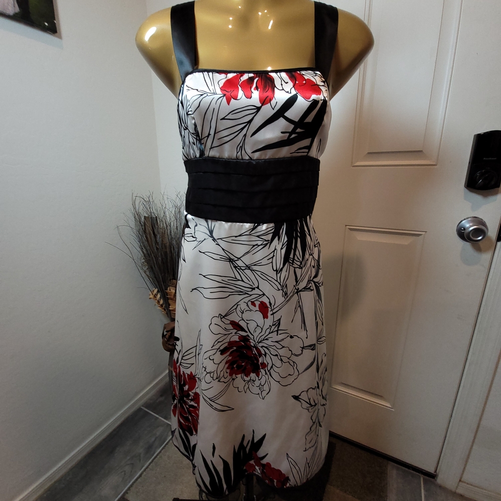 Speechless Black and Red Floral Midi Dress